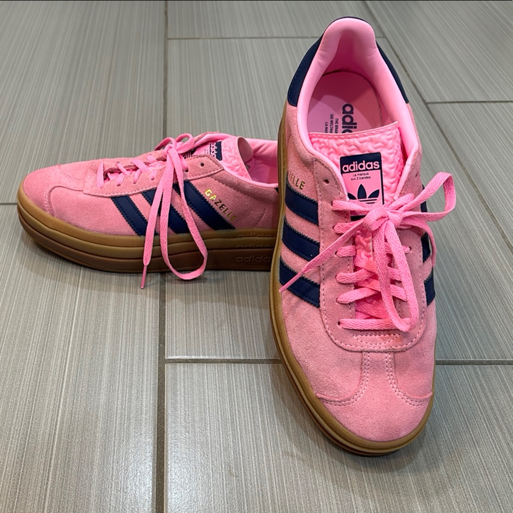 Adidas Gazelle Pink and Navy Sneakers Size 9